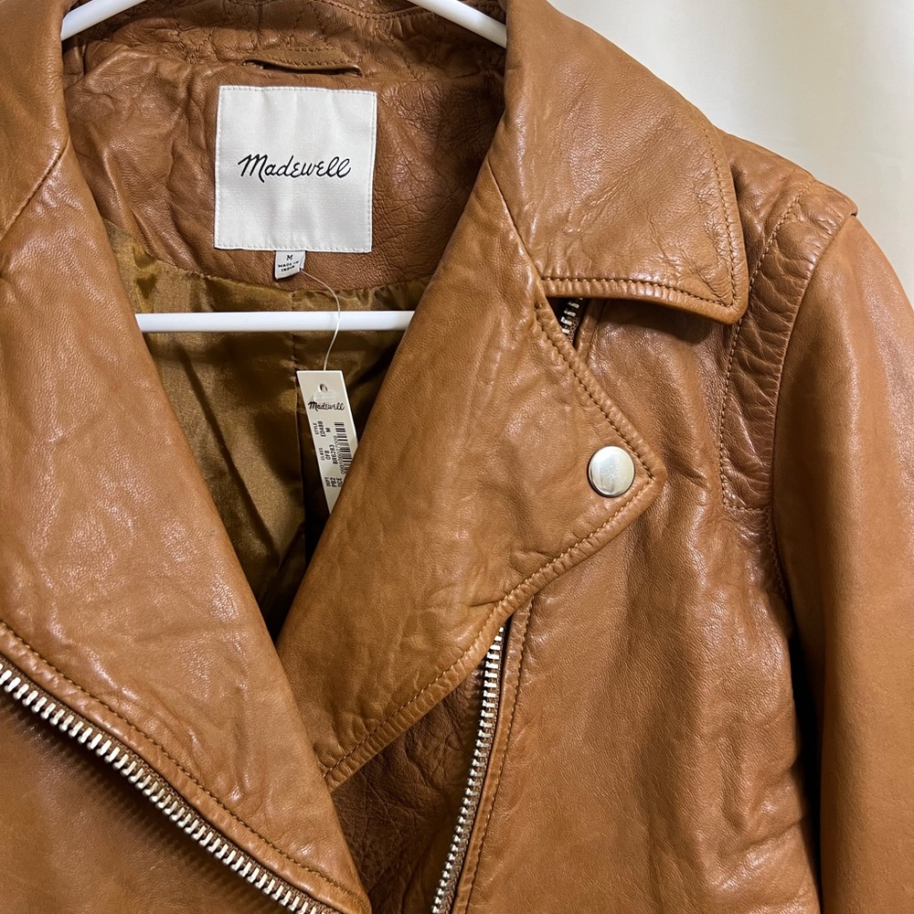 Madewell brown leather motorcycle jacket